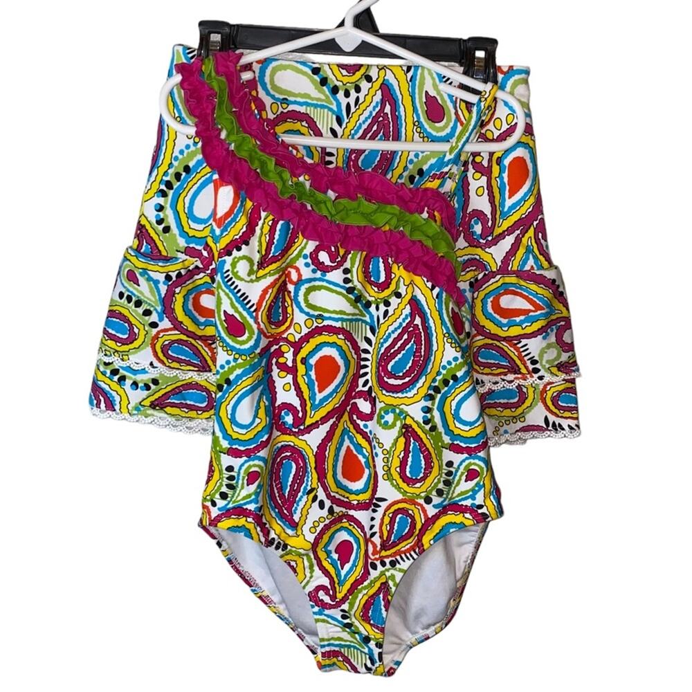 KC Parker Girls Paisley‎ Swimsuit & Ruffle Skort Set Size 8 NWT
